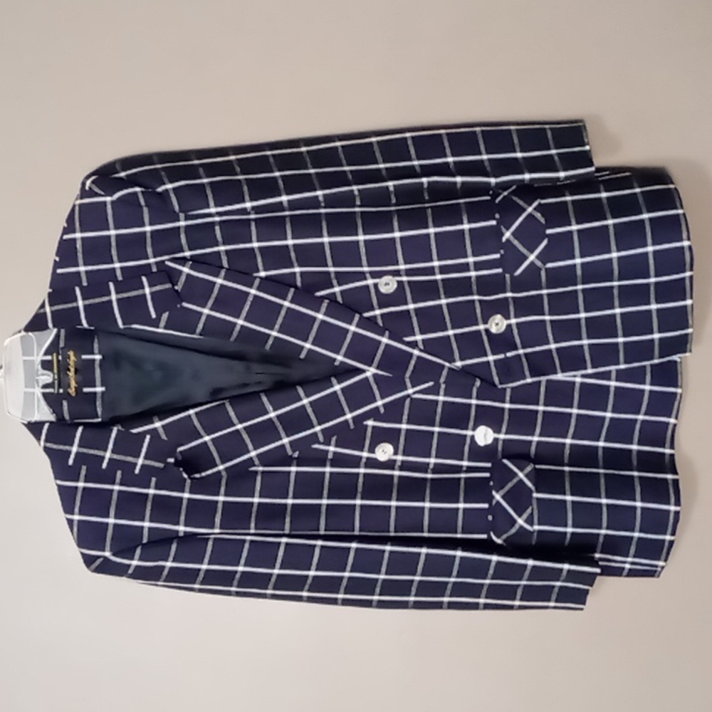 Giorgio Saint Angelo Navy/White Plaid Button Blazer Size 12